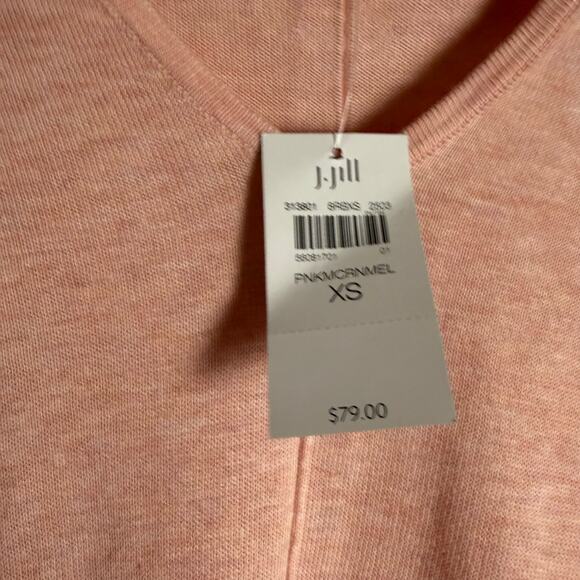 J. Jill Pink Organically Grown Cotton Seamed V-Neck Sweater Size XS - Picture 8 of 9